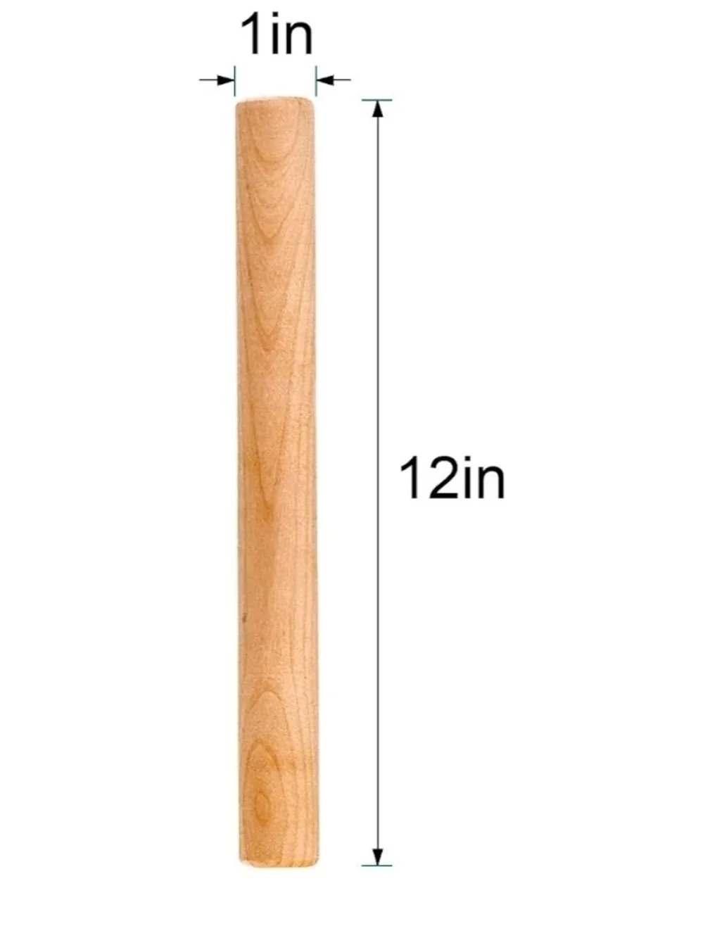 French Wooden Rolling Pin for Dough - Natural Wood Rolling Pin Roller 12 Inches